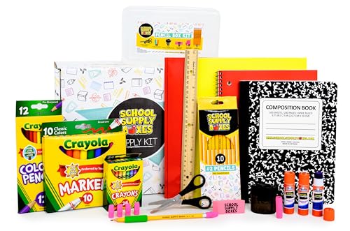 School Supply Boxes | K-5 Case (4 Boxes) | Back to School Essentials Kit for Students & Teachers | Includes Wide-Ruled Paper Products, Crayons, Markers, Colored Pencils, & More - color: K-5 Bundle, size: Case (4 Boxes)
