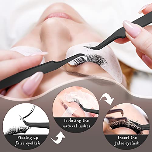 Honoson 9 Pcs Curved Pointed Craft Tweezers Precision Tweezer,Black - color: Black