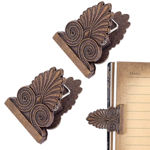 CRASPIRE 2Pcs Tree Metal Book Binder Clips Travelers Clip Journal Vintage Antique Bronze Decorative with Bag Organizer Files Notebook Paper Page Holder Reusable for TN Travelers Art Reading Accessory - style: 2Pcs Tree