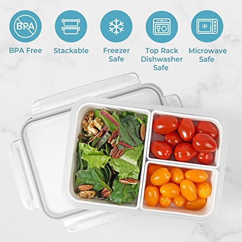carrotez 3 Compartment (Asymmetrical) Food Container - 6.3 Cup (1500ml) - color: White, size: 3 Compartment (6.3 Cup)