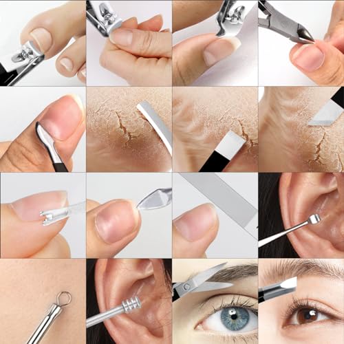 Manicure Set Professional Nail Clippers Pedicure Kit,16 pcs Stainless Steel - color: Black