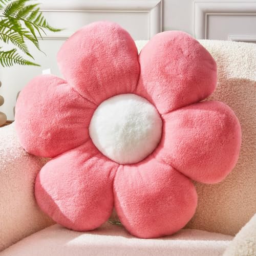 Flower Pillow,15.7In Daisy Pillow Coral Pink Throw Pillows - color: Coral Pink, size: 15.7in