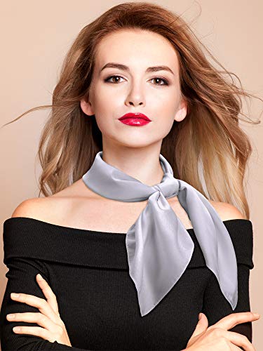 SATINIOR Square Neck Scarf Women - color: Grey, size: 23.6 x 23.6 inches