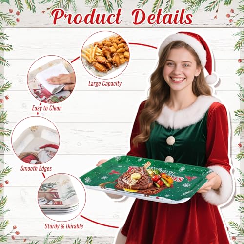 Vesici 4 Pcs Christmas Serving Trays 13x10 Inch Melamine Blue White Set - style: Christmas