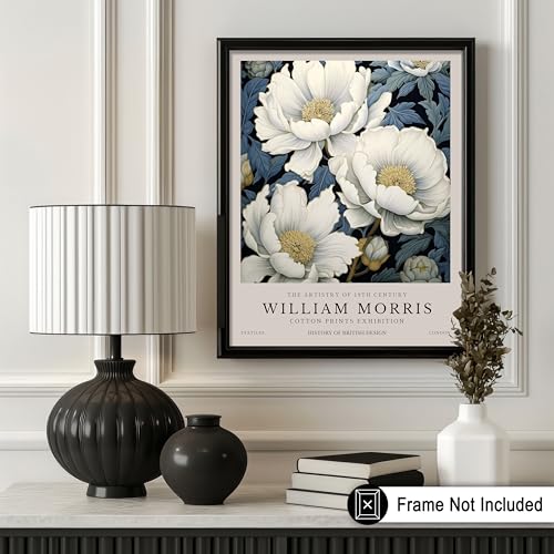 Poster Master William Morris Poster - Peonies Print - White Flower Art - Textile Art - Floral Artwork - Aesthetic Wall Print - Living Room or Office Decor - 8x10 UNFRAMED Wall Print - color: Style-05, size: 8"L x 10"W