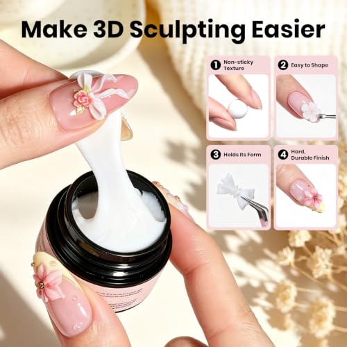 Beetles 3D Gel Nail Art,White 3D Sculpting Gel for Nail Art & Sculpting Pen - color: C-White-4