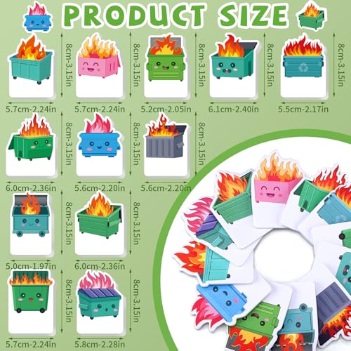 Yinder 24 Pads Fun Sticky Notes Kawaii Dumpster Fire Memo Pad Bulk - color: Multicolor, size: Dumpster