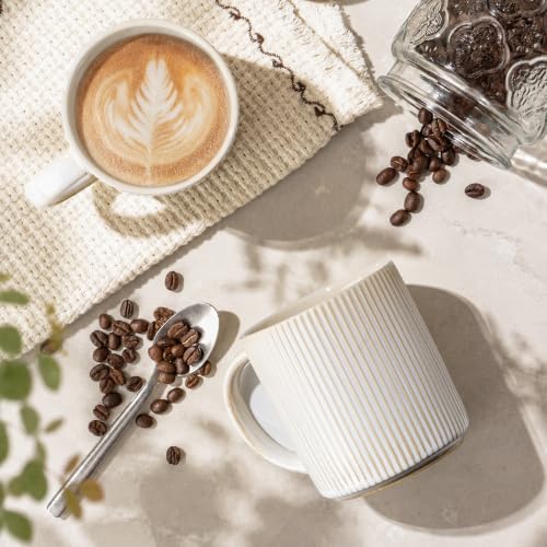 theterra Ceramic Coffee Mugs Set of 6, 14.2 oz Coffee Cups with Handle - color: Reactive White, size: 14 OZ (Set of 6)