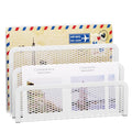 Marbrasse Mail Organizer for Desk, 3-Slot Mesh Metal Mail Holder countertop, Letter Holder, Office Desktop Envelope and Document Storage Rack (White) - color: White