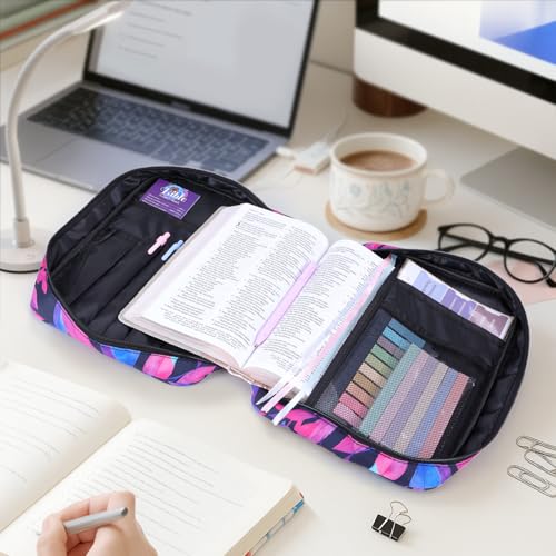 XKDOUS Bible Cover Case for Women Bible Bag Journaling Kit w/Study Supplies - color: Canvas Purple, size: Large