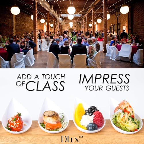 DLux 100 4-in Tear Drop Mini Appetizer Plates with Forks, White - color: White (100 dishes + 100 forks)