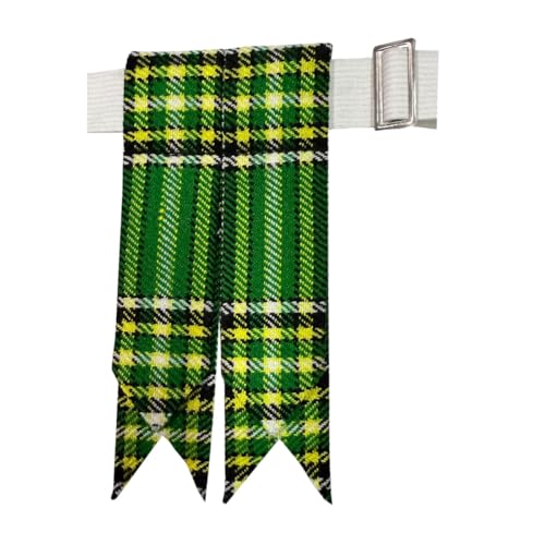 Men's Men's Tartans Kilt Flashes with Heavy Buckle Elastic Adjusters Fit - color: Irish Green
