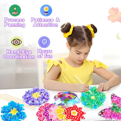 Poke in Fun Art Flower Craft Kits for Kids,Arts and Crafts for Kids,Mess Free Kids'Paper Craft Kit,Party & Home Décor,DIY Art Supplies Creative Activity Birthday Gifts,Toys for Girls Boys Ages 4-10+ - style: Flower Bouquet