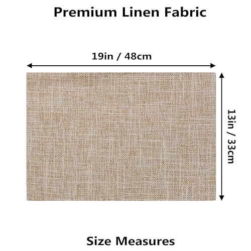 Demetex Burlap Placemats Set of 4 Heat Resistant Decorative Cloth Place Mats Wipeable Lined Linen Table Plate Mats for Party Dinner Gathering, Burlap - color: Burlap, size: Placemats set of 4