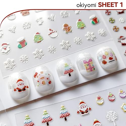 Okiyomi Christmas Nail Stickers for Kids, 3D Glow in the Dark, 4 Sheets - color: 5d Christmas