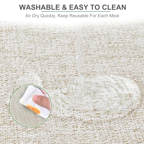 BETEAM Placemats Set of 4, Woven Place mats for Dining Table, Beige White - color: Beige White, size: 4 Pcs