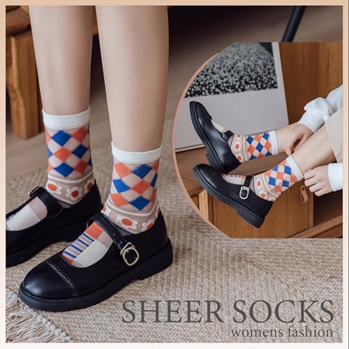 5 Pairs Womens Sheer Socks See Through Transparent Socks for Women Size 6-9 - color: 6