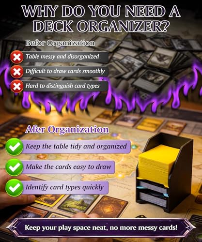 2 Pack Commander Deck Holder for MTG - 100+ Double Sleeved Card Tray with 3 Dividers, Sturdy Playing Card Holder & Organizer for Magic The Gathering TCG Board Game Accessories - color: Black