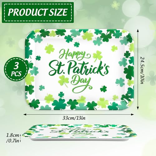 JarThenaAMCS 3Pcs Happy St. Patrick' s Day Serving Trays Shamrock Reusable Serving Dishes Lucky Clover Platter for Irish Holiday Party Sharing Snacks Fruits Dessert, 13 x 10 Inch - style: Happy St. Patrick' s Day