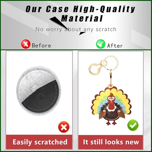 BORKUANA PU Leather Keychain holder Protective Case Compatible with AirTag - color: Turkey D