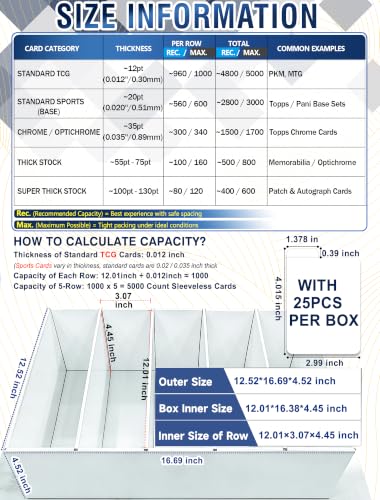 4-PACK Trading Card Storage Box 5 Row for 5000ct TCG / 3000ct Sports Cards - size: 5 ROW-4PACK
