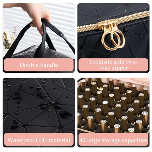 Uross Nail Polish Organizer Bag Holds 54 Bottles Nail Polish & Nail Lamp, Gel Nail Polish Organizers and Storage box for Nail Tech, Nail Kit Supplies Organizer Case-Black - color: Black, size: Large - 11 x 9.5 x 9.5 inch (54 bottles)