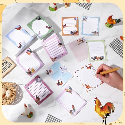 Chiisong 12 Pads Chicken Sticky Notes Cute Sticky Notes Roosters Gifts - style: Chicken