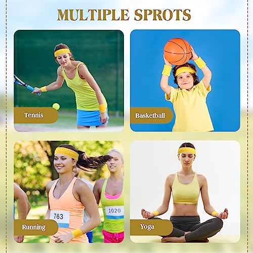 Sweatbands and Wristbands Set, Women, Men - color: Neon Yellow