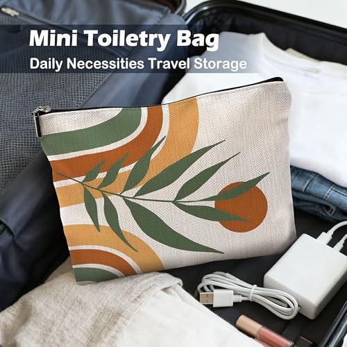 Boho Makeup Bag, Abstract Boho Sun Rainbow Botanical Cosmetic Bags Toiletry Bag for Women, Mid Century Modern Makeup Pouch - color: Boho-b