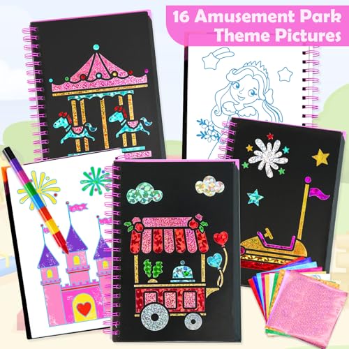 FUNNYB&G Foil Art Craft Kit for Kids, Sparkly Birthday Gift Toy for Girls - style: Amusement Park