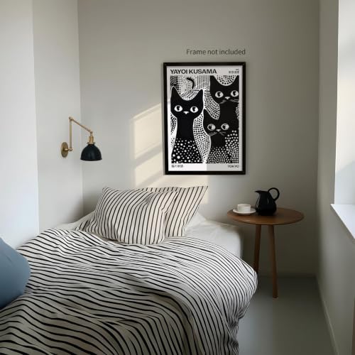 rumlud Cute Black Cat Poster Japanese Yayoi Kusama Wall Art Trendy Animal Canvas Prints for Bedroom Dorm Wall Decor Cat Lover Gifts 12X16 inch Unframed - color: Trendy 5-Unframed, size: 16"L x 12"W