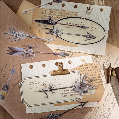 180 Pcs Floral Arrow Stickers for Scrapbooking and Journaling - color: Retro Feather Trace