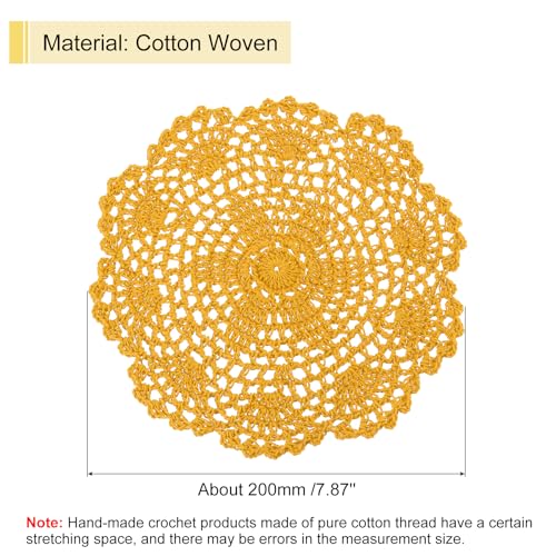 uxcell Lace Doilies, 4pcs 8" - Cotton Woven Round Crochet Coaster, Floral Design Fabric Handmade Placemat for Drink Wedding Party Decoration (Ginger) - color: Ginger