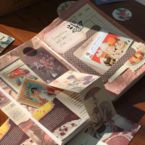 JOYCHOIC Vintage Junk Journal Supplies Kit, Brown Scrapbook Supplies, Scrapbooking and Journaling Materials, Large Collection for Women, Stationery DIY Arts Craft, Adults - color: Vintage