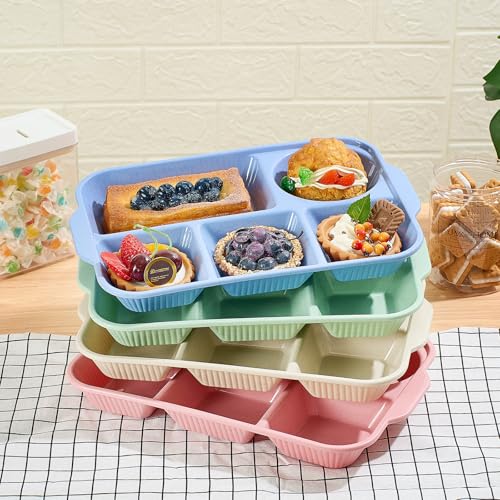Pinkunn 8 Pcs 13'' Divided Plates for Adults Wheat Straw, Stylish - color: Stylish
