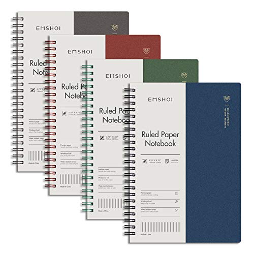 EMSHOI Lined Spiral Journal Notebook, 4 Pack, 640 Pages, A5 (5.7" x 8.2") - color: Brown Red Green Blue, style: A5-Ruled