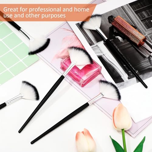 Maitys 9 Pieces Facial Fan Mask Brushes, Black and Silver - color: Black and Silver