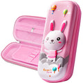 3D Rabbit Pencil Case for Kids Girls, Waterproof Pencil Box with Compartments Pen Pouch (Pink) - color: Rabbit