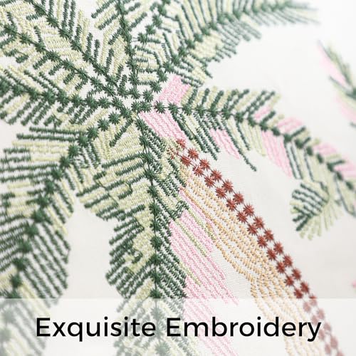 Embroidered Throw Pillow Covers 18x18 Pack of 2 Green and Pink - color: Green Pink Coconut Trees