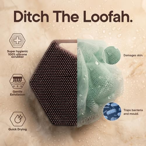 TOOLETRIES Silicone Body Scrubber 2.0, Loofah Alternative - Chocolate - color: Chocolate