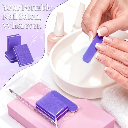 100 Sets Disposable Manicure Kit Individually Package, Purple - color: Purple