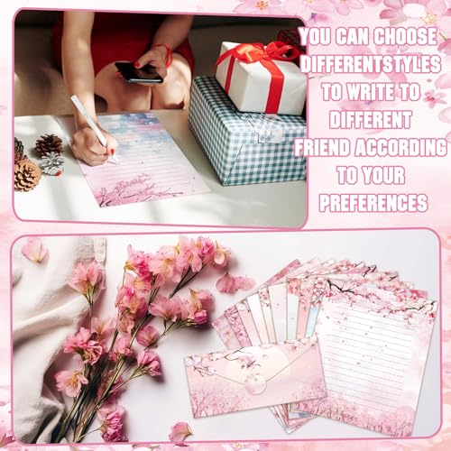 TaoBary 160 Pcs Cherry Blossom Stationery Paper and Envelopes Set - size: 8.5 x 11 Inch, style: Cherry Blossom