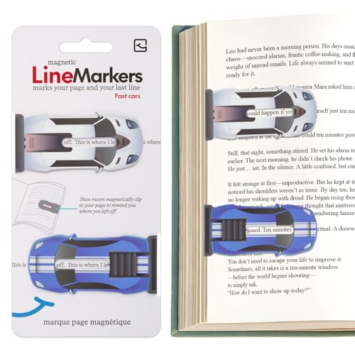 Thinking Gifts Magnetic Linemarker Bookmark for Easy Tracking - Car - color: Fast Cars