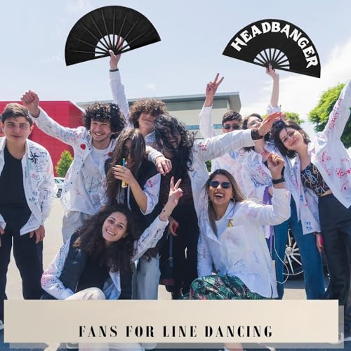 Maitys 2 Pack Foldable Fans for Rave Dancing,Black,Headbander - color: Black, style: Headbander
