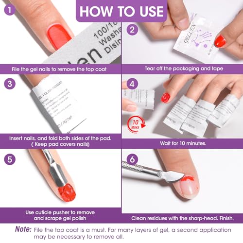 GELLEN Nail Cleanser Pads and Polish Remover Pads 100 Pack, Quick & Easy - size: 100PCS (Remover Pads Included)