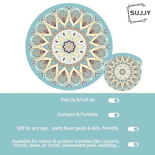 4 Pack Assorted Mandala Pattern Hand Fan Foldable, Multi-Role Round Handheld Fans for Travel, Events, Indoor & Outdoor (Mandala) - style: Mandala