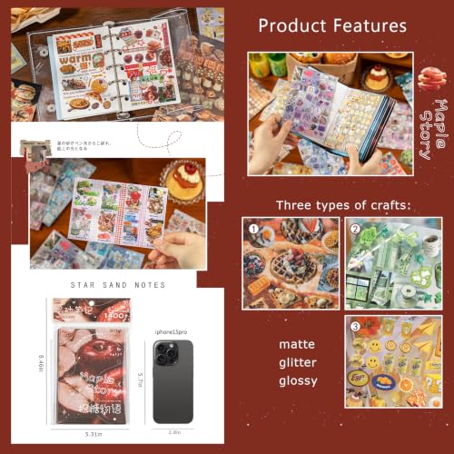 Japanese Sticker Book for Scrapbooking Supplies,Food Stickers for Planner - color: Horizon