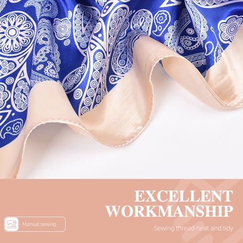 35 Inches Silk Head Scarf-Satin Hair Scarves Silk Bandana Scarf Headscarf for Women's Fashion Scarves - color: Medium Cashew Nut - Blue
