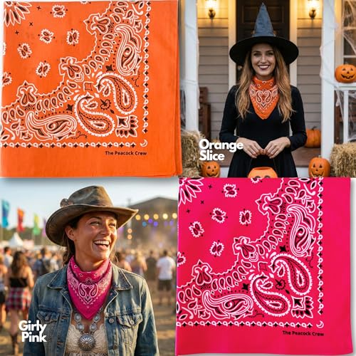 The Peacock Crew Premium Soft Cotton Bandanas Pack for Men and Women Paisley 22 x 22 inches - color: Pack of 10 Multicolor