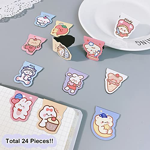 24PCS Cute Magnetic Bookmarks,Cartoon Animals Book Mark for Kids, Women